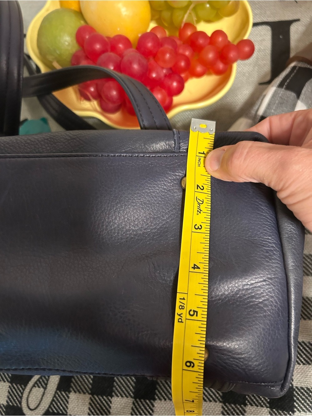 American Leather Co Val Perfect Satchel Navy Pebbled Leather Shoulder Tote NWOT - Picture 5 of 15